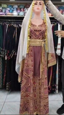 Luxury Lavender Palestinian Thobe - Full Embroidery - Cloche Sleeves - Gold Belt