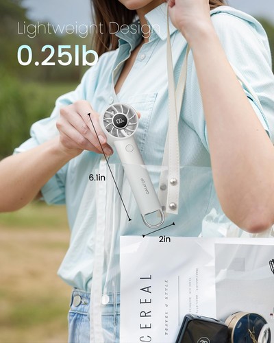 Portable Mini Fan, 3 Speed Handheld Fans with Power Display Flashlight, USB - Picture 4 of 6
