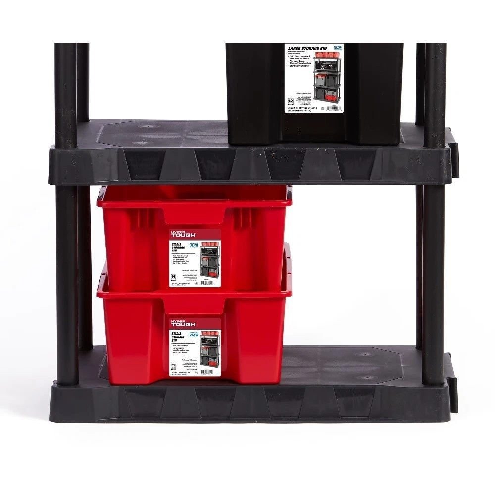 Garage Plastic Stacking Open Storage Bin, Small, Red, No Lid - thumbnail 4