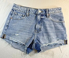 Y2K High Rise Distressed Jean Shorts Light Wash Size 27 Raw Hem Forever 21