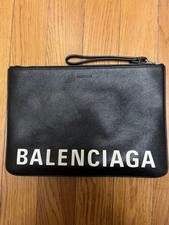 Balenciaga Clutch Bag Black Classic Leather Women's Used