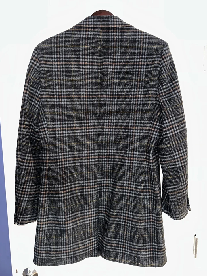 Tommy Hilfiger Men's Addison Wool-Blend Trim Fit Overcoat - Charcoal Plaid - 36S - Image 2 of 4