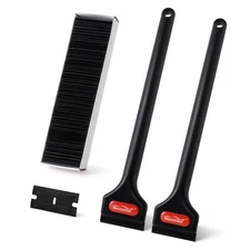 2 Pcs Long Handle Plastic Razor Blade Scraper With 100 PCS Spare Replacement ...