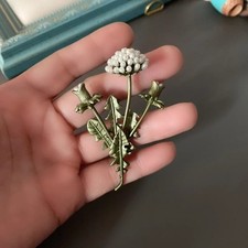 Women Vintage Flower Pearl Brooches Pins Enam...