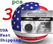 3 piece CR1220 1220 LR1220 Energizer Card 3V Lithium Coin Battery trk included