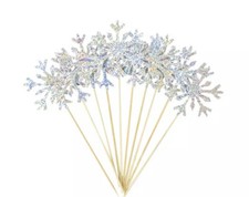 20pcs Cupcake Topper Cake D cor Ice Snowflake Christmas Party XMAS Decoration