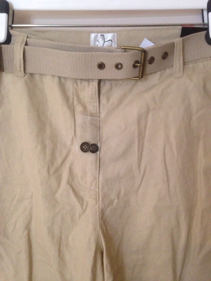 НОВЫЙ С ЯРЛЫКАМИ FASHION BUG ЖЕНЩИН БЕЖЕВЫЙ/ЖЕЛТОВАТО-КОРИЧНЕВЫЙ ШОРТЫ С РЕМНЕМ 16W - Изображение 3 из 4