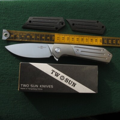Custom Twosun TS223 Messer M390 Klingenstahl TC4 Titanium Grif. NEU! Absolute