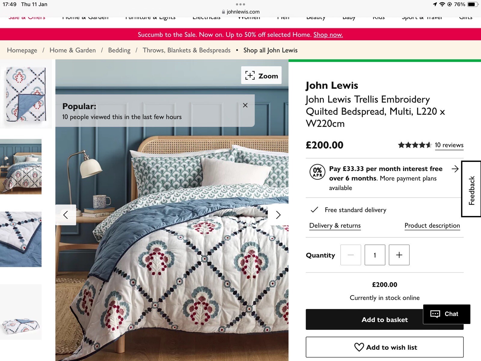 John Lewis Bedspread eBay