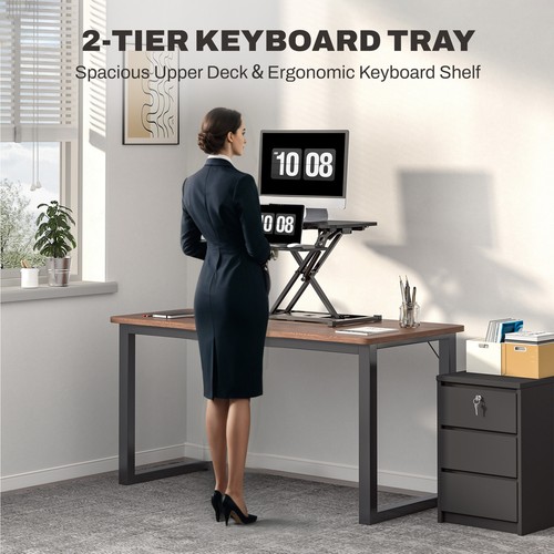 FunniHomi Standing Desk Converter Height Adjustable with Keyboard Tray, Black - Picture 5 of 49
