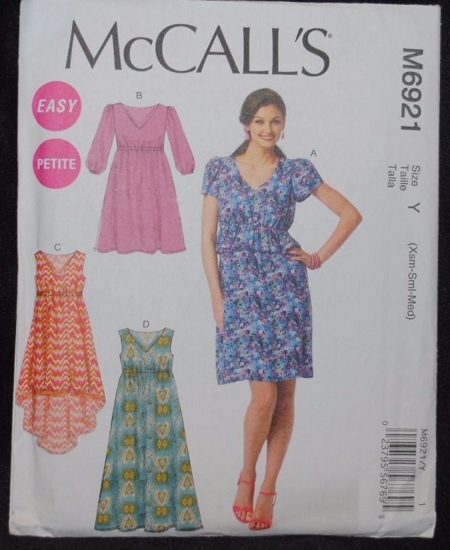 McCalls Pattern M6921 Ms Pullover Dresses w/Loose Fit Bodice & Variations  Xsm-Me | eBay