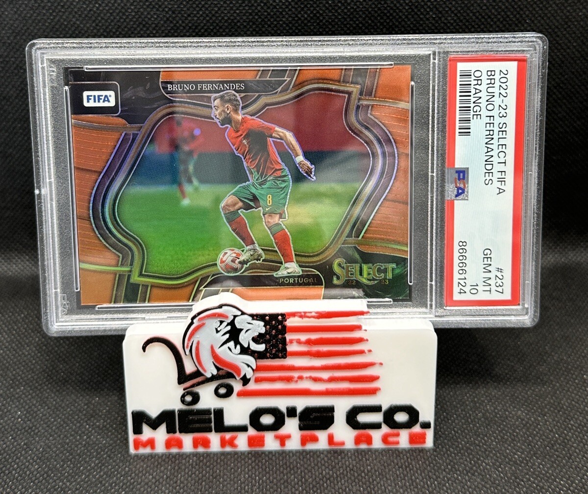 2022/23 Panini Select FIFA Bruno Fernandes Orange Field Level Prizm /60 PSA 10