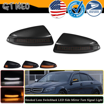 Smoked Switchback LED Mirror DRL Signal Light For Benz C-Class W204 C300 C63 AMG