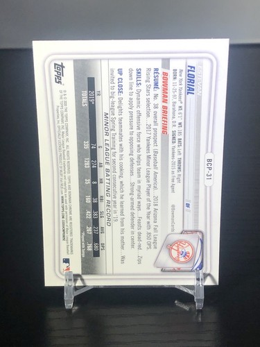 2020 Bowman Chrome Estevan Florial New York Yankees - Bild 2 von 2