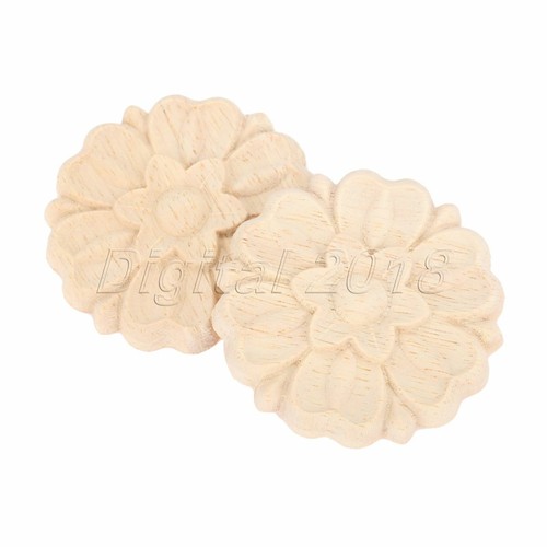 Unpainted Carved Onlay Decal Wood Oak Corner Wardrobe Applique Drawer Decoration - Picture 3 of 14