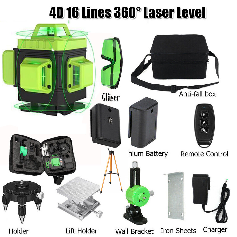 4D Laser Wasserwaage Mit Stativ - 16 Linien Nivelliergerät Baustellen-Laser DE E - Foto 9