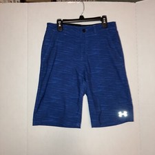 Under Armour shorts Boys Size 16 Blue Moisture Wicking Flat Front W/ Pockets