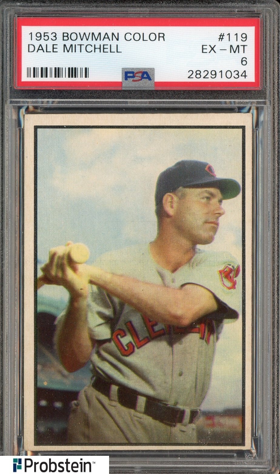 1953 Bowman Color #119 Dale Mitchell Cleveland Indians PSA 6 EX-MT