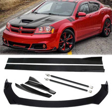 Glossy Front Splitter Bumper Lip Spoiler Strut Side Skirt For Dodge Avenger