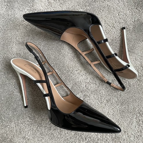 AQUAZZURA Black \u0026 White Leather Cage 