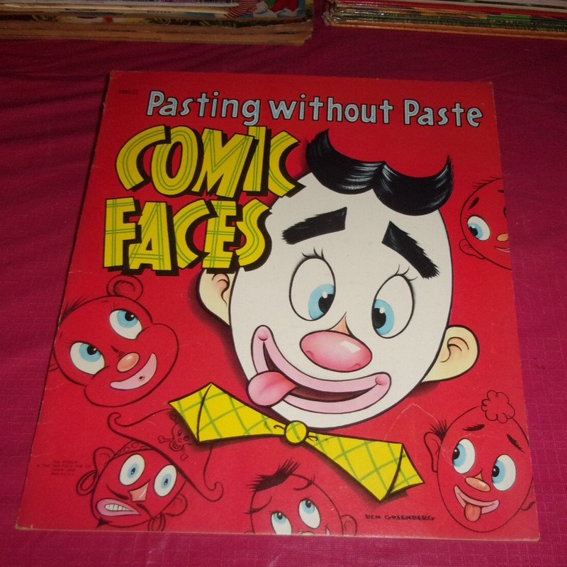 1954 Comic Faces Pasting Without Paste Activity Book by Ben Greenberg ~ Unused