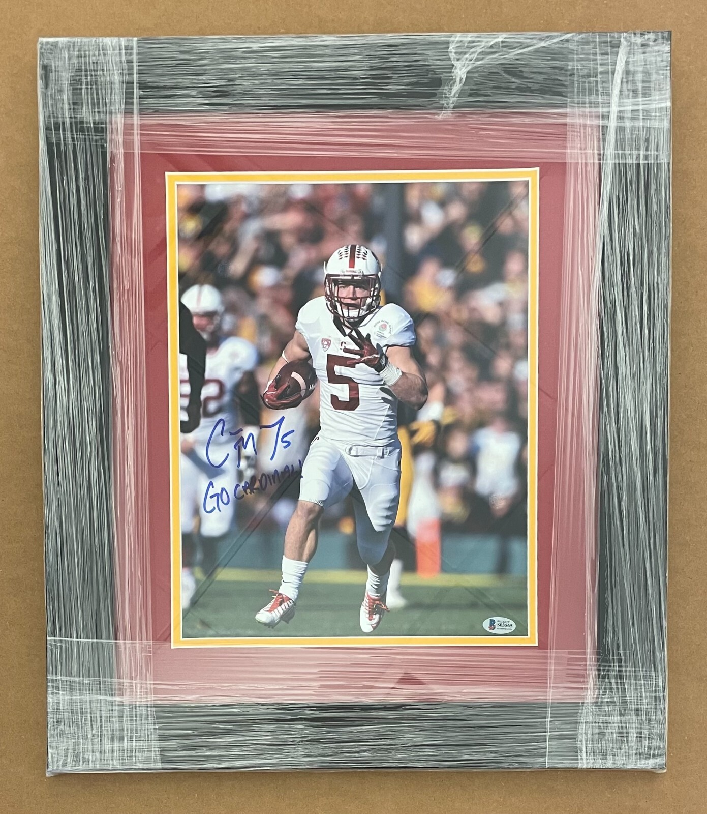 christian McCaffrey Autographed Signed Arizona Cardinals Framed Photo Beckett Cert Inscribed Go Cardinal! 