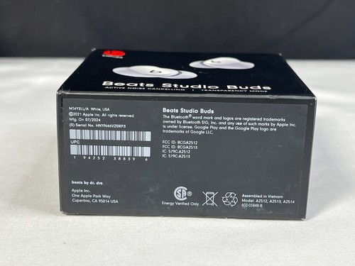 Beats By Dr. Dre Studio Buds White Active Noise Cancelling Wireless Earbuds - Photo 7 sur 12