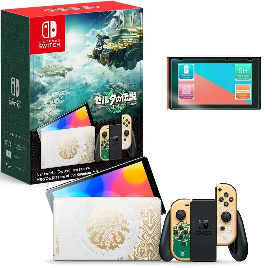 NEW Nintendo Switch OLED ZELDA 🏹 ToTK Edition Console + 🛡️ Screen Protector