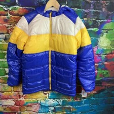 Cat  Jack XL 16 Kids Colorblock Stripe Puffer Jacket Lined Hooded