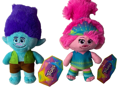Set of 2 Trolls Band Together Plush Toys Branch & Poppy 9 inch