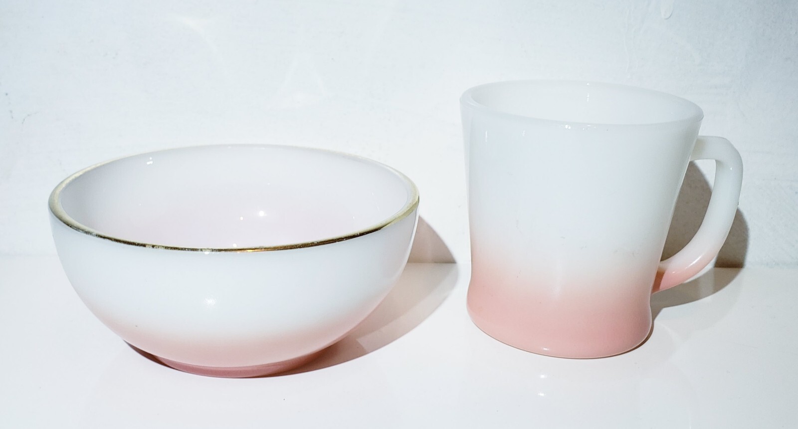 Fire King Milk Glass Cereal Bowl With Pink Bottom 5