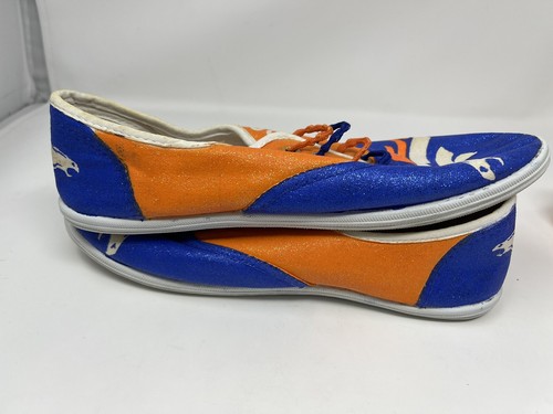 Denver Broncos Sneaker Schuhe Canvas Freizeit blau orange Damengröße 8 glitzernd - Bild 8 von 12