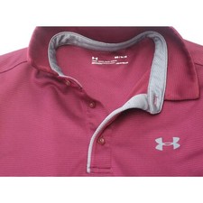 Under Armour Tech Polo Short Sleeve Burgundy Loose Light Polo Size M