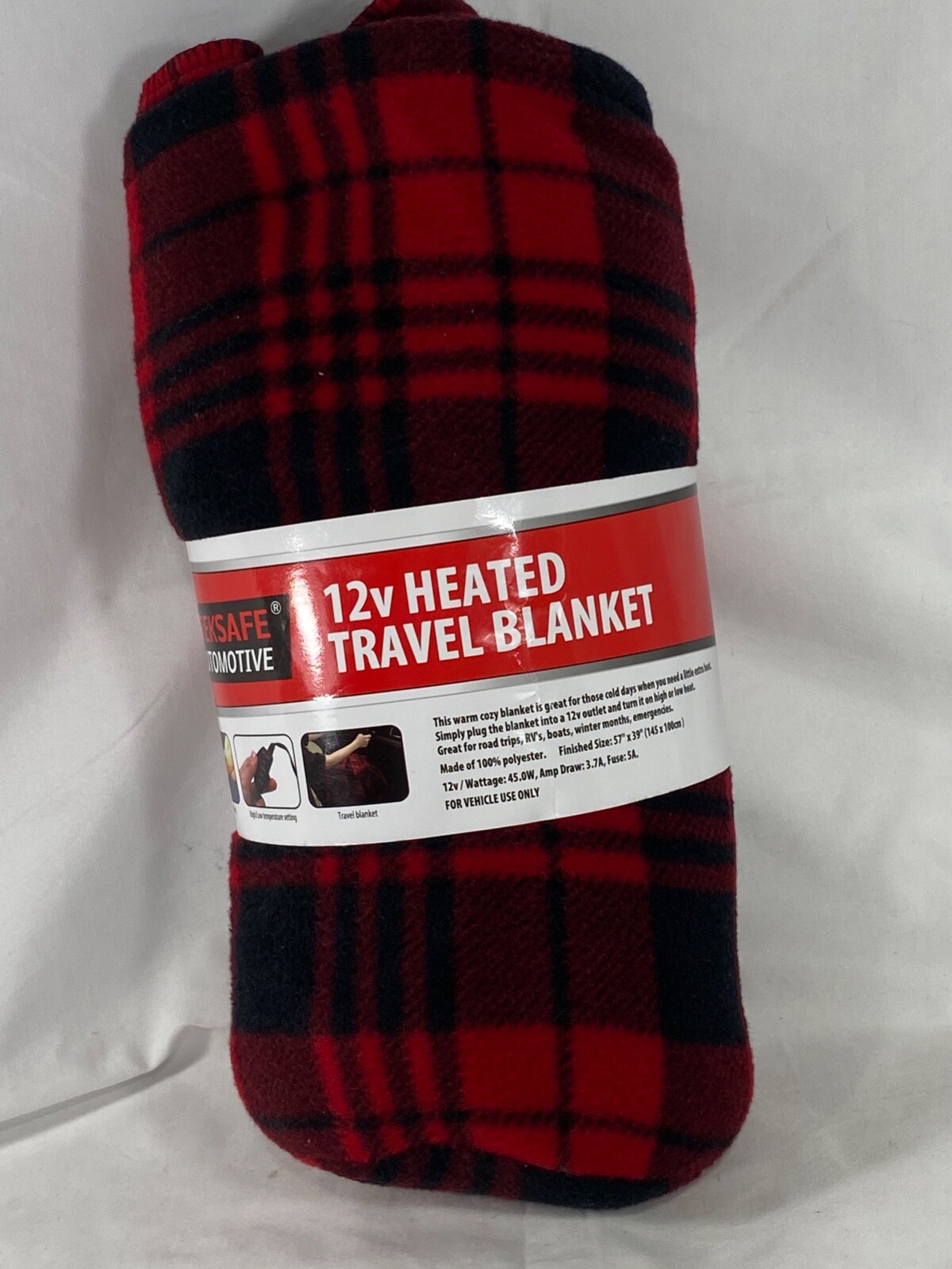 Treksafe Automotive 12v Heated Travel Blanket Black u0026 Red NEW - Pôle Répit  Autisme