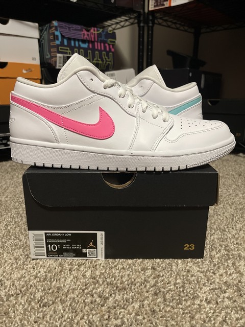 nike air jordan 1 low white light aqua multicolor swoosh