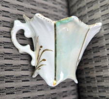 Vintage Porcelain Tea Cup, Saki?, Decorative, Miniature, White, Floral Pattern