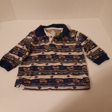 Vintage McDonald's McKids Sz 18 Months Blue White Stripe Polo Fishing Theme