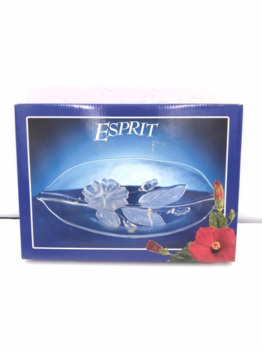 ESPRIT MIKASA Crystal 28cm/11” Oval Plate Leaf Flower Design Made in W. Germany