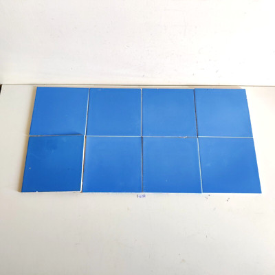 Antique Architectural Japanese Blue Ceramic Wall Tiles Plain Retro Set Of 8 CT32
