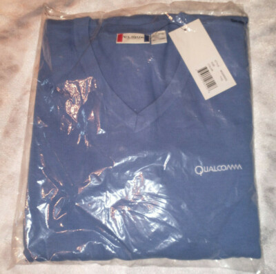 Qualcomm 5G tech Mens Blue V-Neck Pullover Sweater NWT * Clique brand * Size XL