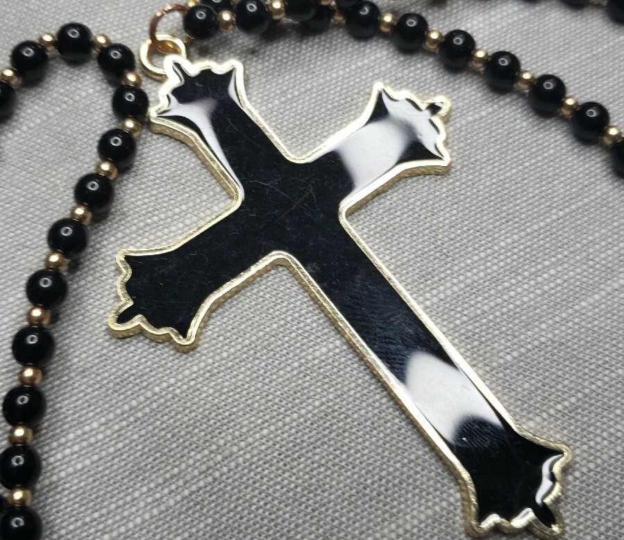 アクセサリー Vintage Black Rosary Necklace il_1080xN.1201050525_28jd.jpg