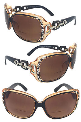 Rhinestones Womens Bifocal Readers Reading Sunglasses Glasses Tint UV Protection