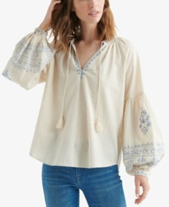 women's embroidered peasant top