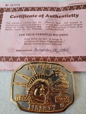 Statue of Liberty Diamond Belt Buckle Genuine Diamond Gold  Silver Plated w/COA