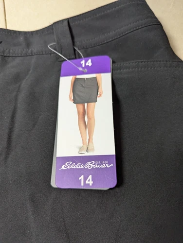 Eddie Bauer Adventurer 2.0 Skort Golf Travel~UPF 50~Black~Women's Size 14~NWT