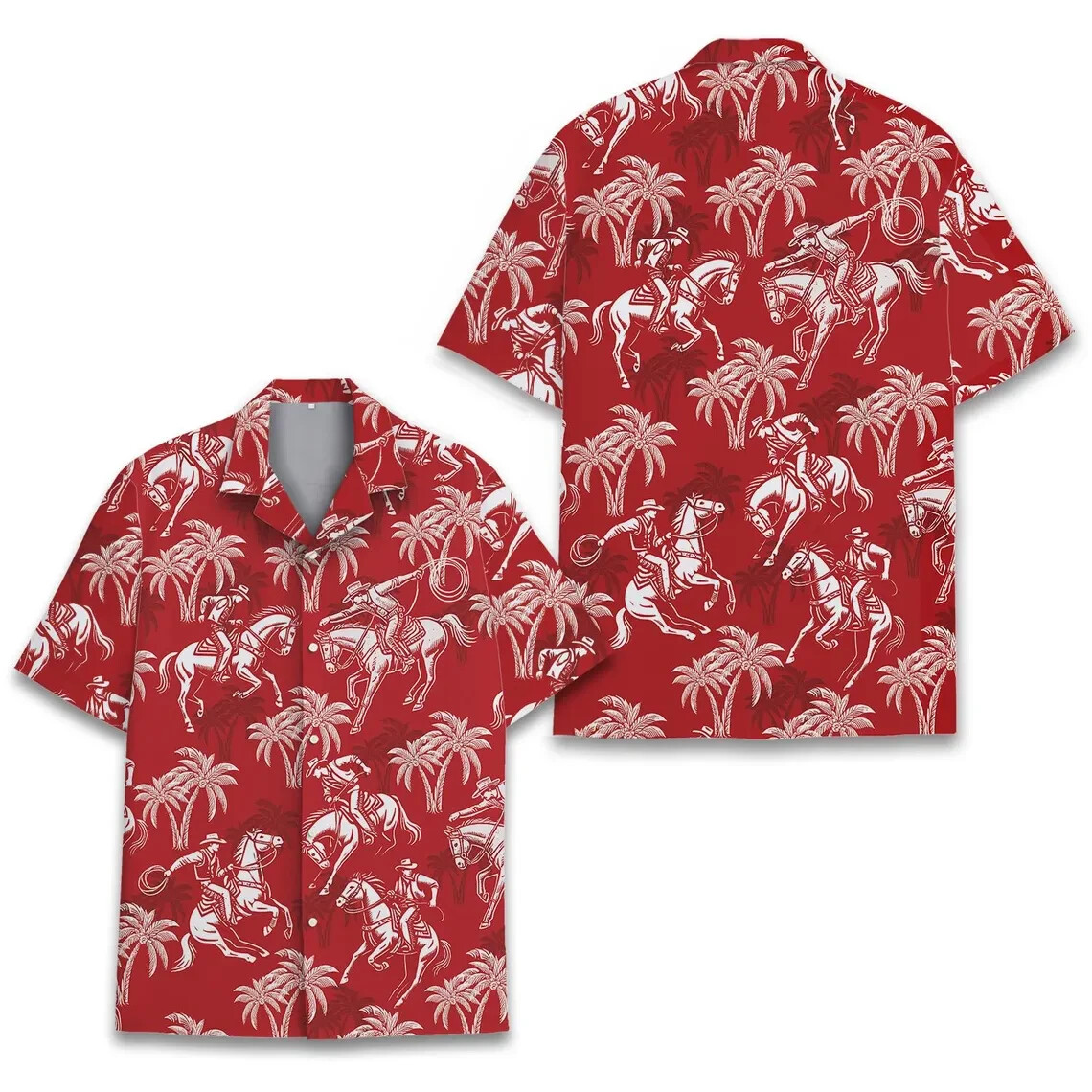 Western Cowboy Hawaiian Shirt , Button Down Full Size S-5XL