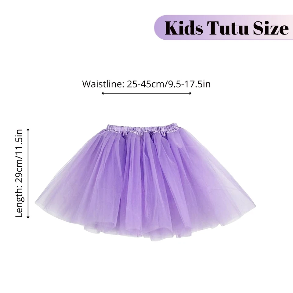Plain Neon Glitter Kids 3 Layer Tutu ALL Color Fancy Dress Halloween Costume - Image 4 of 4