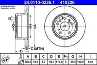 2X ATE 24.0110-0226.1 Bremsscheibe FüR Opel Saab