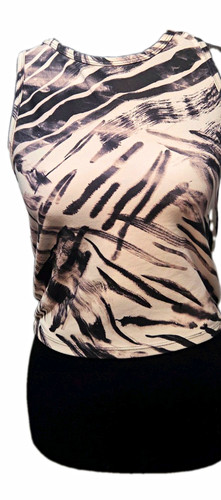 Balance Collection Womenβs Cropped Tank Top Black/White Abstract Stretch Size M