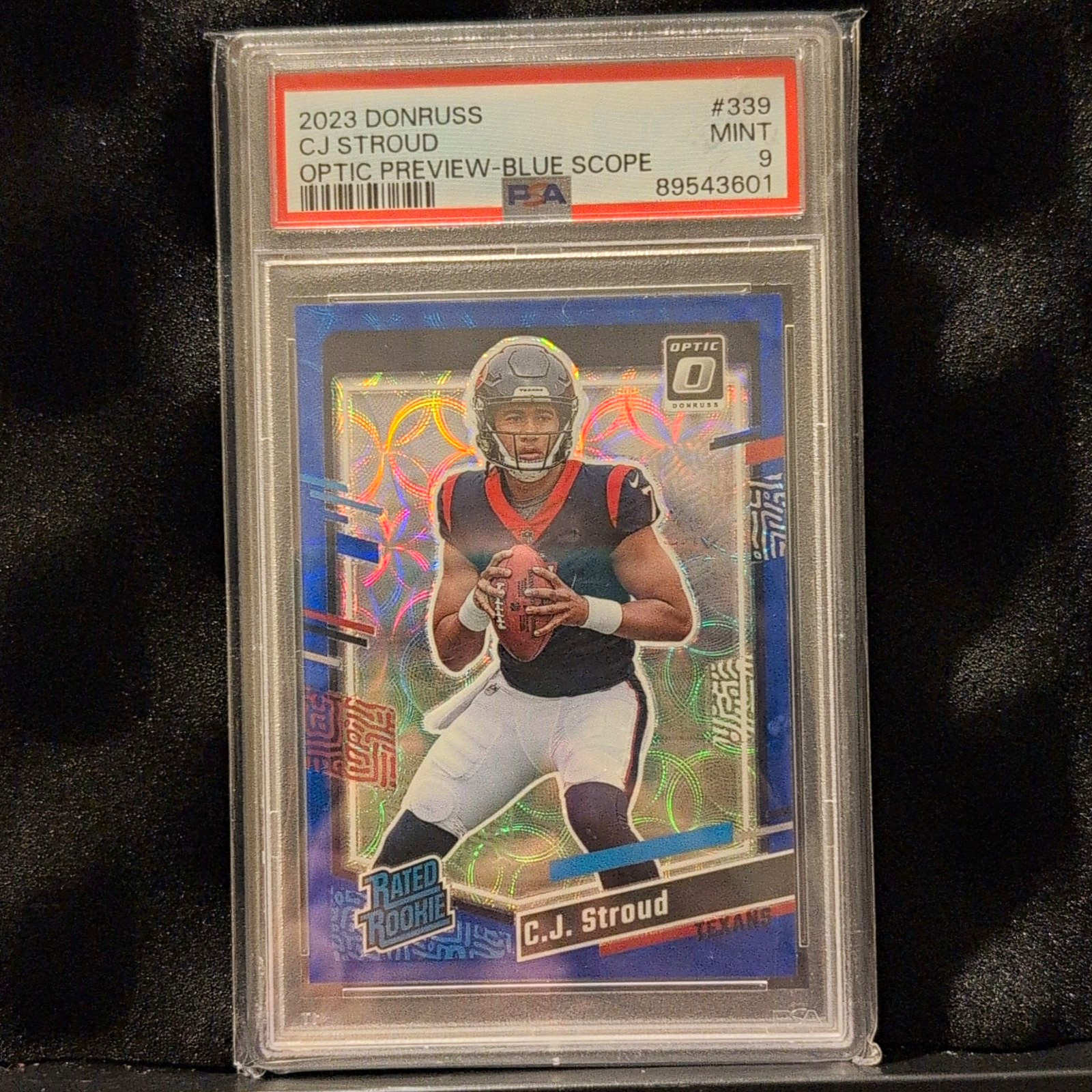 Panini 2023 Donruss Rated Rookie C.J. Stroud Texans #339 Blue Scope PSA 9